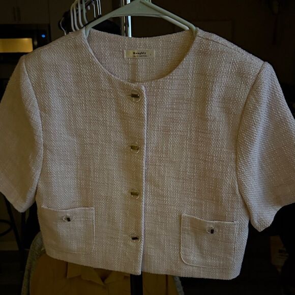 Women's Cream Textured Blazer - Picture 1 of 7